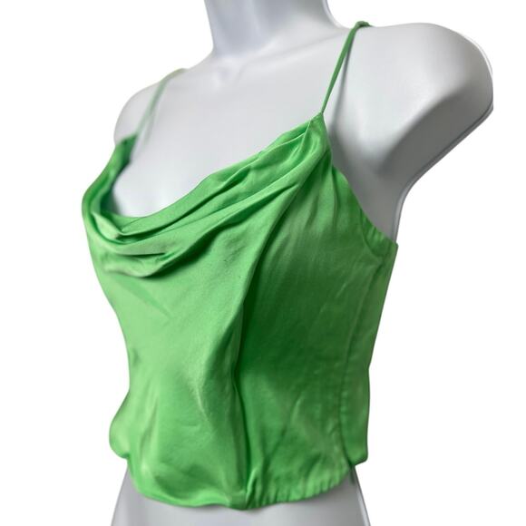 Zara Satin Effect Cowl Neck Crop Top with Corset Boning M - Picture 2 of 8